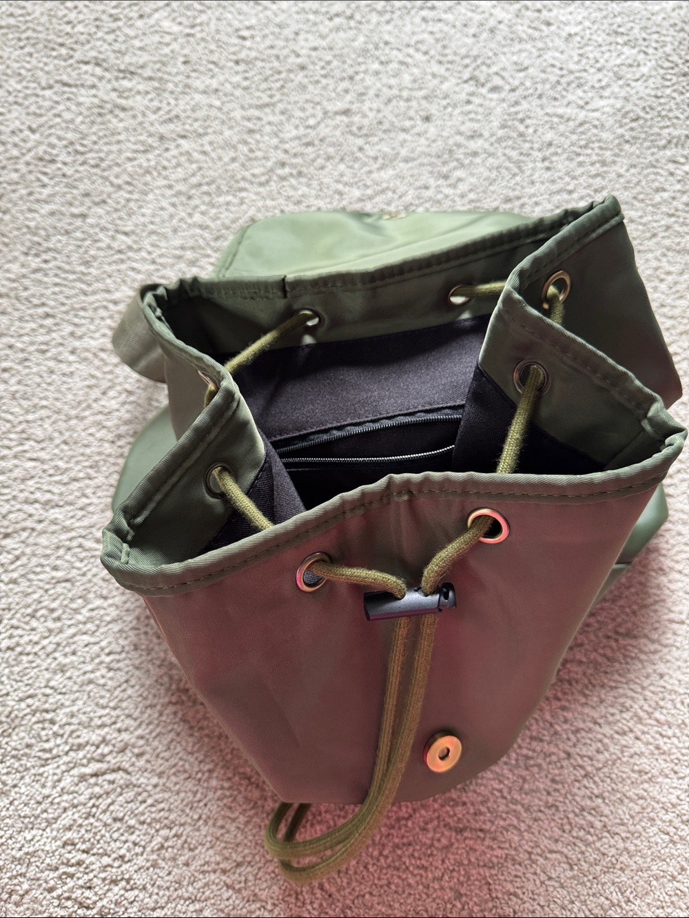 Green Nylon Drawstring Backpack - Picture 8 of 16